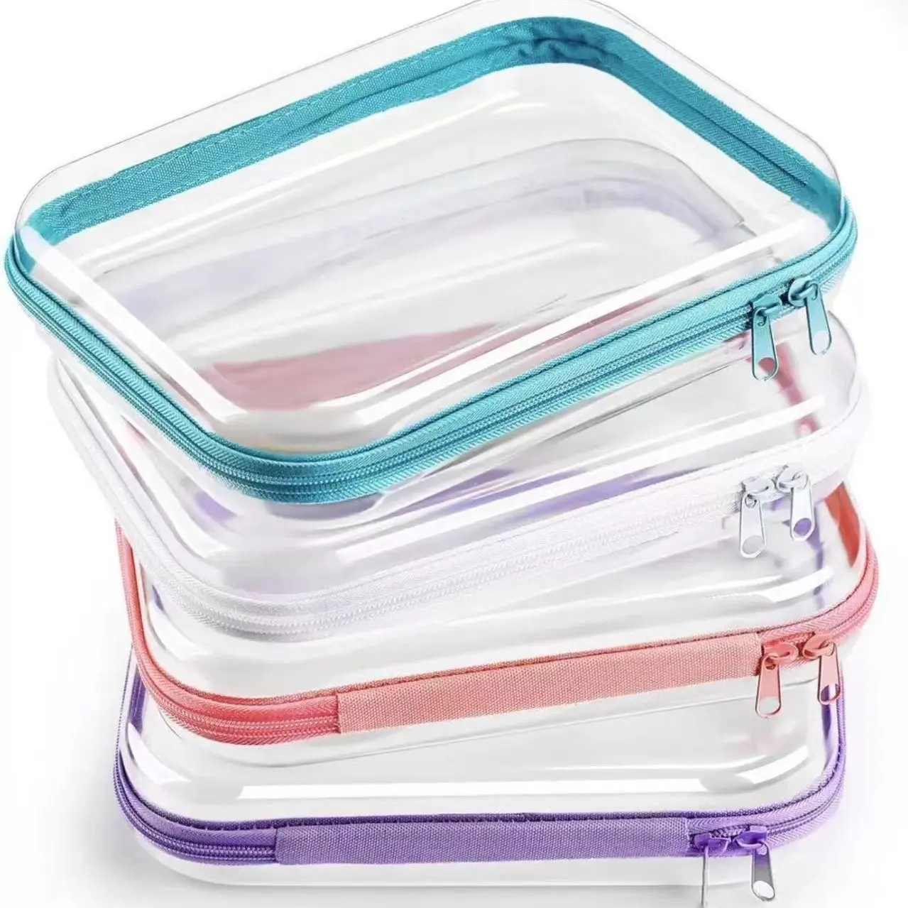 Hard Plastic Transparent Zipper Storage Bag, Durable Organizer for Cosmetics, Snacks, Building Blocks, Puzzles, Ideal for Home, Office & Use, Clear Storage Bags