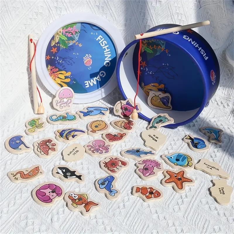 Wooden Fishing Game, Interactive Desktop Educational Toy for Kids, Birthday Gift for Boys and Girls, Tabletop Games Wooden Fishing Game, Interactive Desktop Educational Toy for Kids, Birthday Gift for Boys and Girls, Tabletop Games