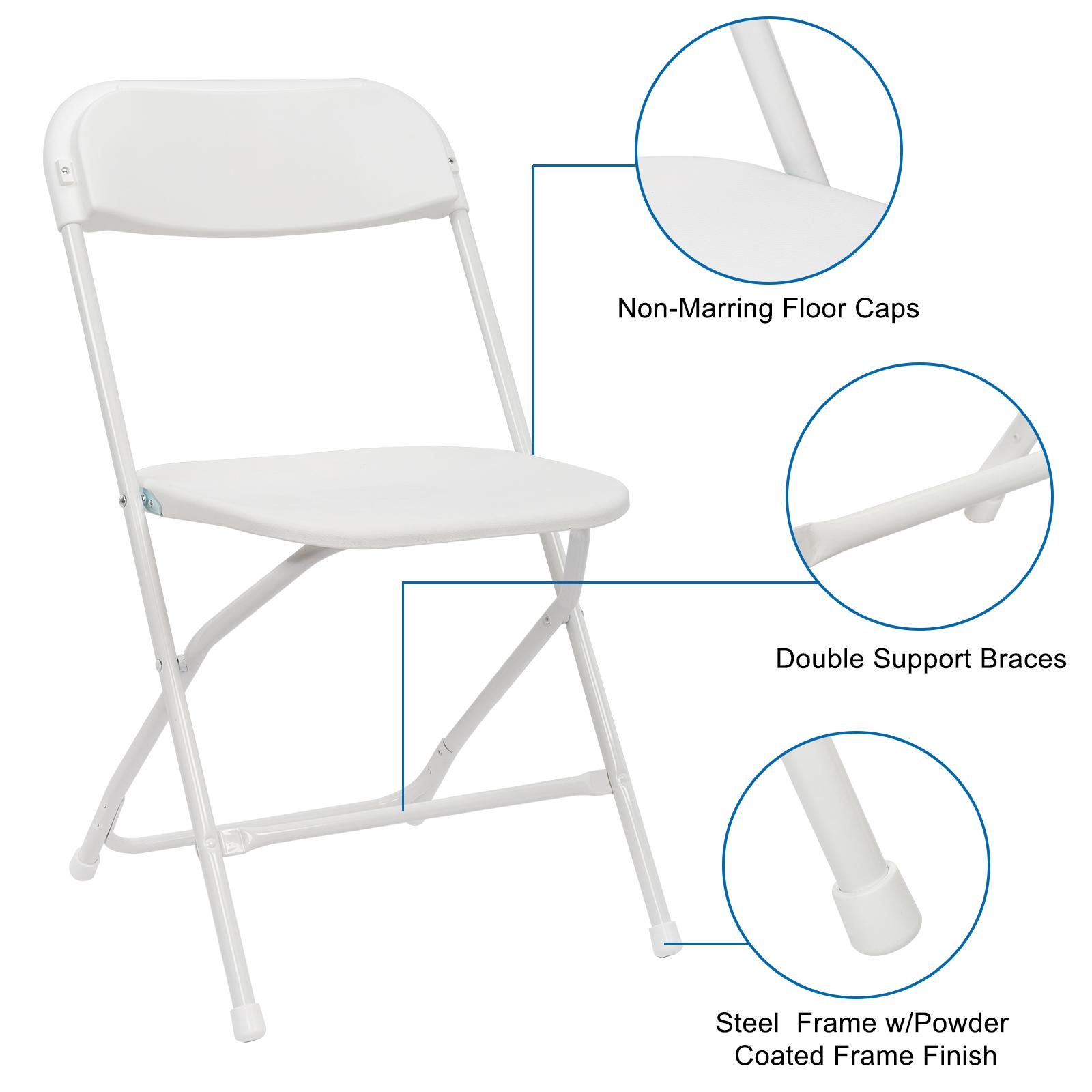10 Pack Heavy-Duty Plastic Folding Chairs - 350lb Capacity Commercial Grade Stackable & Rust-Proof for Weddings, Parties, Office & Outdoor Thickened Steel Frame & No-Tool Assembly"