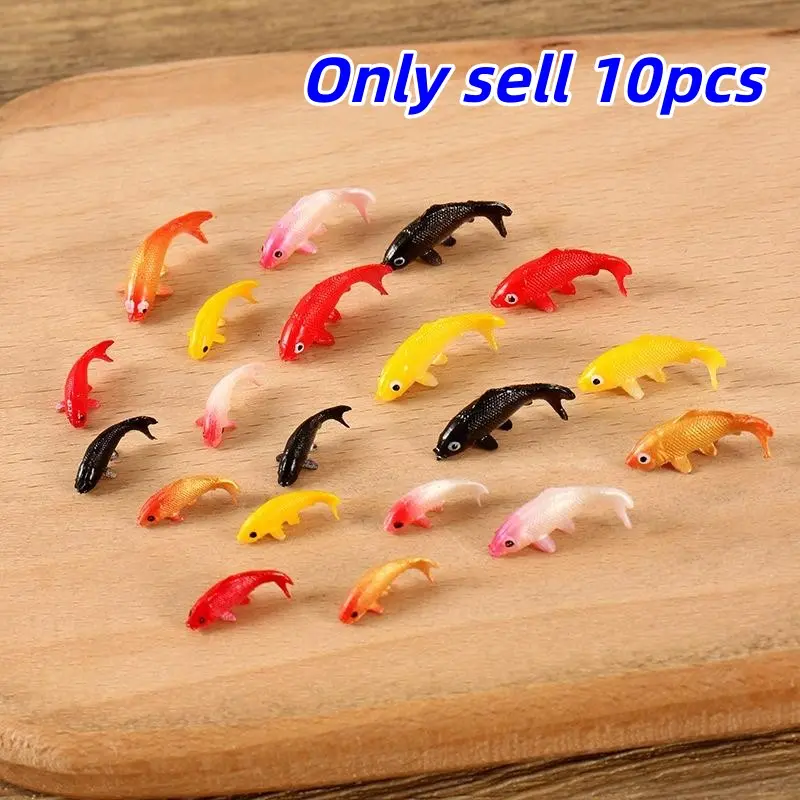 10pcs Mini PVC Goldfish Statues, 3D Fish Models for DIY Crafts and Decor, Random Colors, Ideal for Aquariums, Home Decoration and Fish Tank Decorations