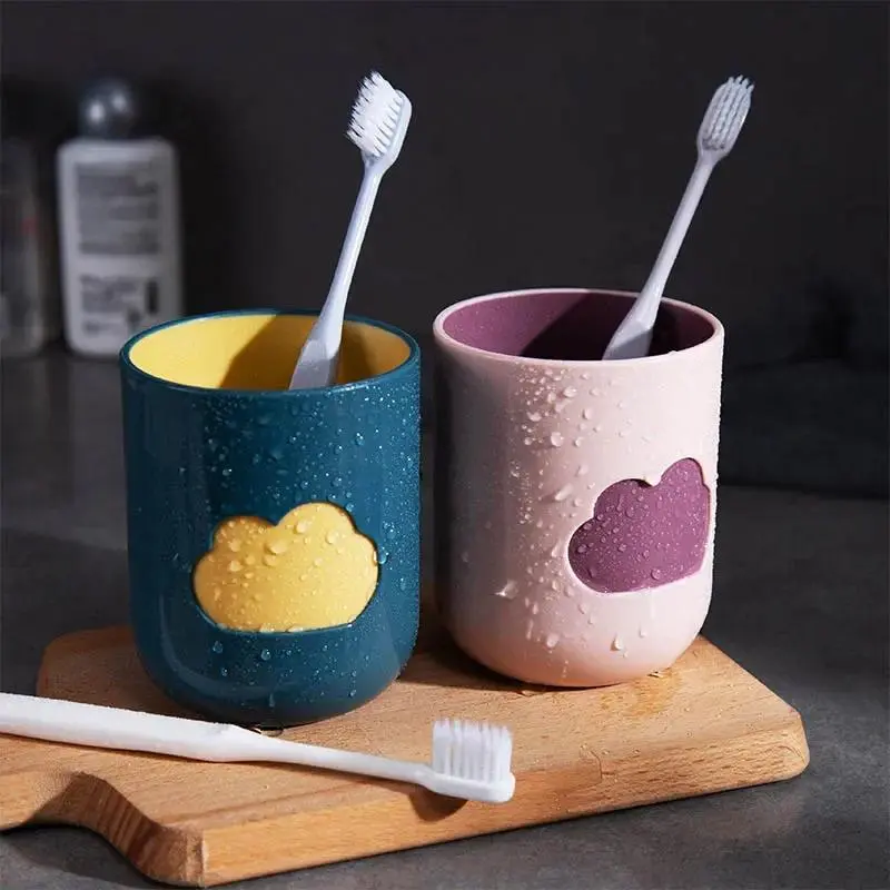 Durable Cloud Pattern BPA-Free Plastic Bathroom Tumbler, 8*10cm Big Mouth Cup for Couples, Toothbrush Wash Mug, Home Bathroom Supplies, Ideal Household Daily Use Gift