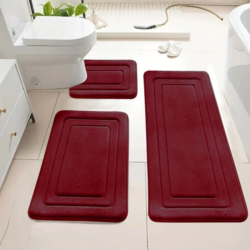 3-Pack Ultra Absorbent Bath Mats | Non-Slip Bathroom Rugs, Soft and Comfortable Polyester, Rectangle Shape, Machine Made, Universal Holiday Use