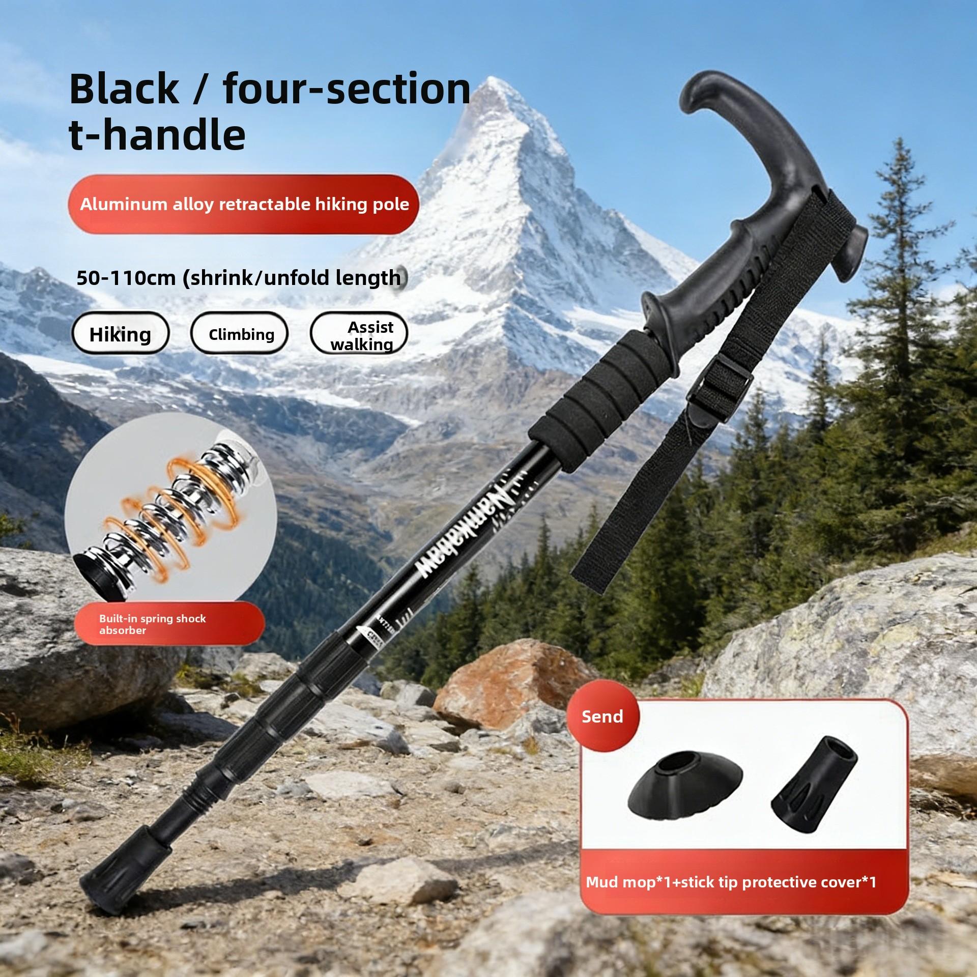 Hiking Cane Telescopic Rod Outdoor Cane Hiking Unisex Professional Anti-skid Mountaineering Cane Aluminum Alloy crutches Camping Cube Tent Conversion Kit Automatic Quick-Open Double-Layer