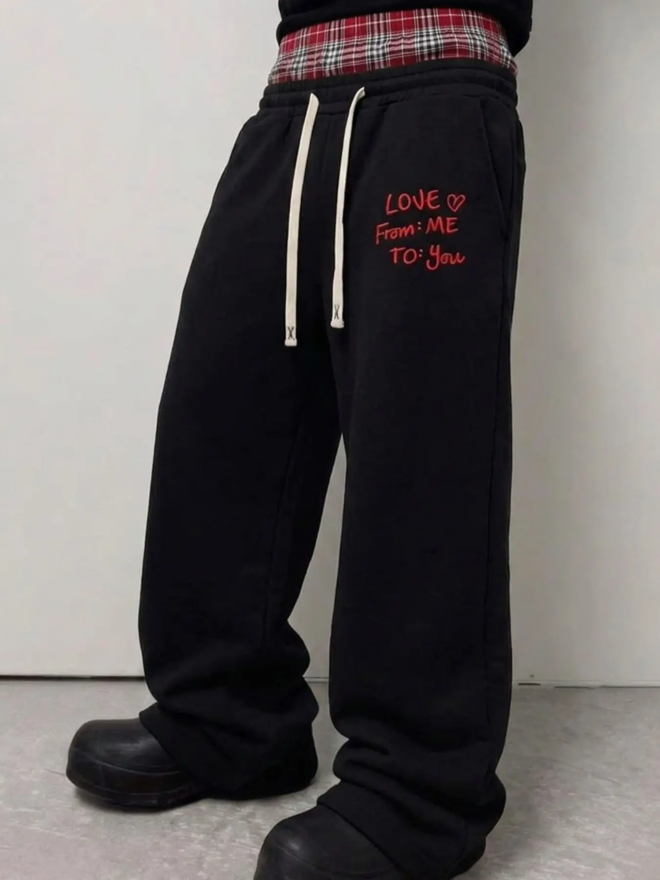 Men's Sweatpants, Athletic Casual Pants, English Print Street Style, Daily Wear, All Seasons, Breathable Cotton, Loose Fit, Straight Leg, Dual Waistband, Athleisure Pants
