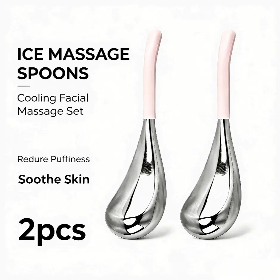 Buy A Facial Ice Spoon Get A Free Cooling Beauty Wand Set with Serum Applicator Puffiness Reducer Facial Care Tools A Must-have for Home Skincare and Spa Lovers Cryo Stick Massage Tool