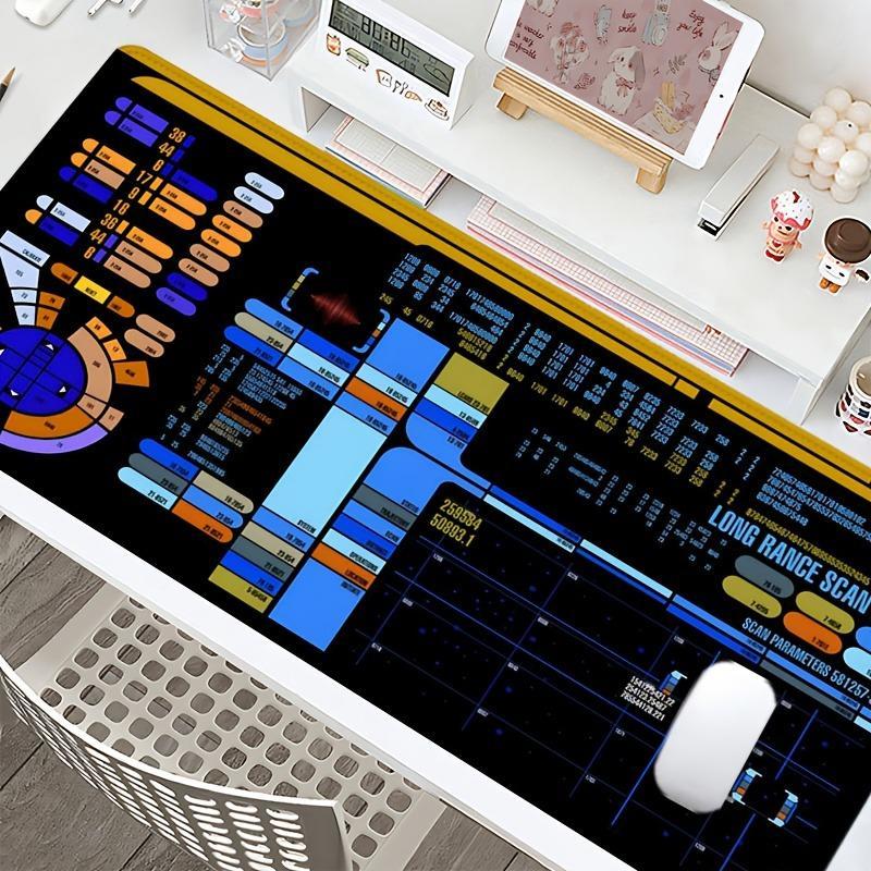 Trekker Sci-fi Control Console Design Mouse Pad, Large Gaming Mouse Pad, Non-slip Rubber Base Stitched Edge Desk Pad for Laptop Desktop, Desktop Accessory