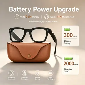 New Mt5ultra Ai Smart Glasses, Bluetooth-compatible Audio, 1080P HD Photography, Lightweight, Ai Photo Recognition, 2000mah Charging Case, Perfect Gift