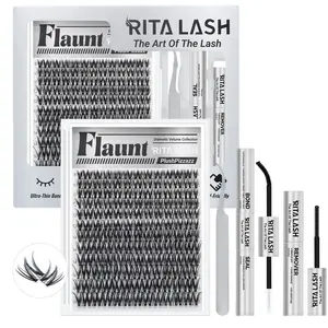 Flaunt | RITALASH 144pcs Clusters Kit with Ultra-Dense, Long-Lasting Lashes | Flora | Natural Daily, Volume Style, Manga Style | Beginner-Friendly DIY Lashes | Must-Have Clusters Kit with Bond and Seal Remover tweezers
