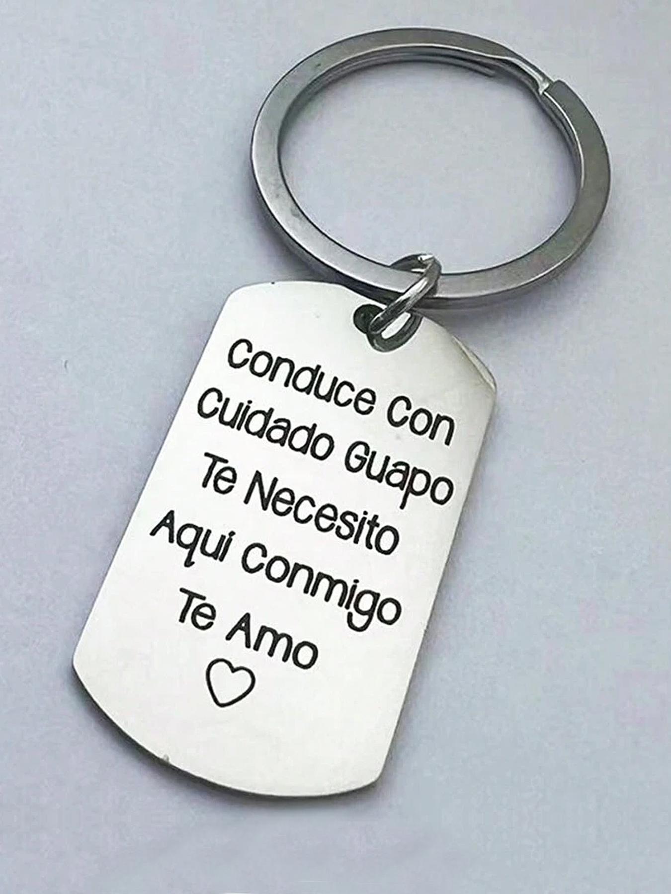 Stainless Steel Keychain, Personalized Concise Letter Pattern Metal Keychain for Men & Women, Trendy All-match & Exquisite Keychain for Birthday Gift