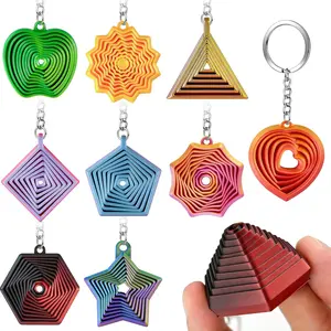 9PCS Geometric Keychain Charms, 3D Printed Stress Relief Sensory Toy, Expandable Fidget Toy for Anxiety Decompression, Women's Fashion Accessoriesfidget toys