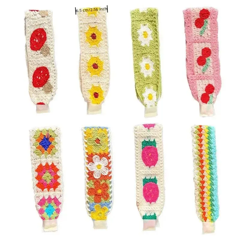 Sweet Knitting Headband with Colorful Flower Print for Women Girls Versatile Hair Accessory