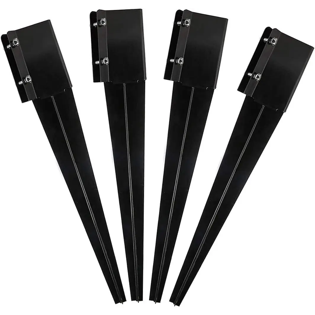 Fence  Anchor Metal Ground Spike Heavy Duty Black Coated  Fences Stakes Posts Support Base for 4"x4" Mailbox or Fence , 24"x4"x4" Outer Dia (3.5"x3.5" Inner Dia), Pack of 4