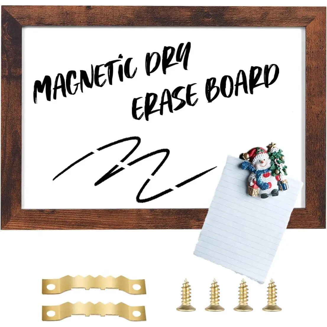 Dry Erase White Board,  Whiteboard for Wall, Office/School/,8.7"x 12.6", Board for Decoration/Planning/Kitchen Grocery List/Drawing/Memo, Walnut  Frame, (-BN-2232)