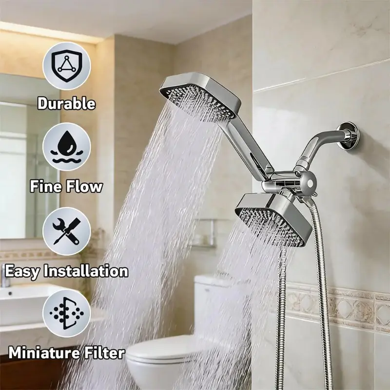 Household 2-in-1 Complete Shower Set, High Water Flow, Extended Hose & Diverter, Ideal for Bathroom Renovation