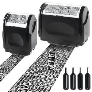 Identity Theft Protection Roller Stamp, 2-Pack with 4 Refills, Block ID, Address, Bills, Essential for Home and Office Use