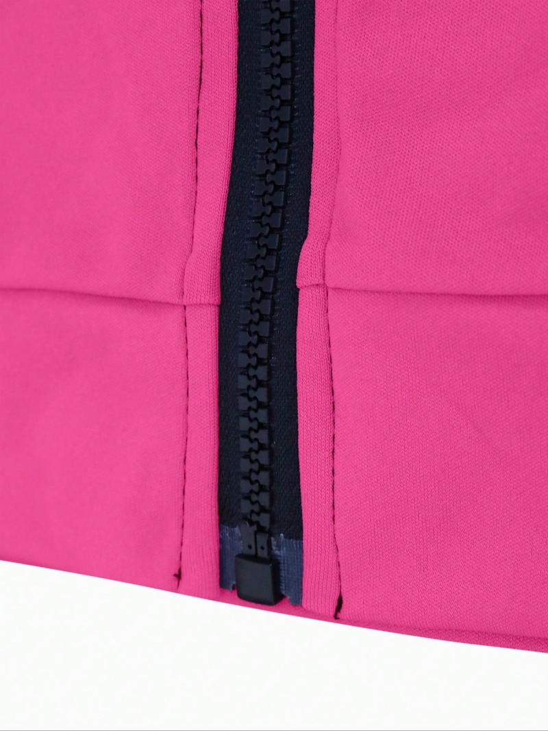 Women's Fashion Patchwork Hooded Cardigan & Pants Set, Casual Sporty Style, Regular Fit, Spring & Fall, New Arrival, Activewear Set