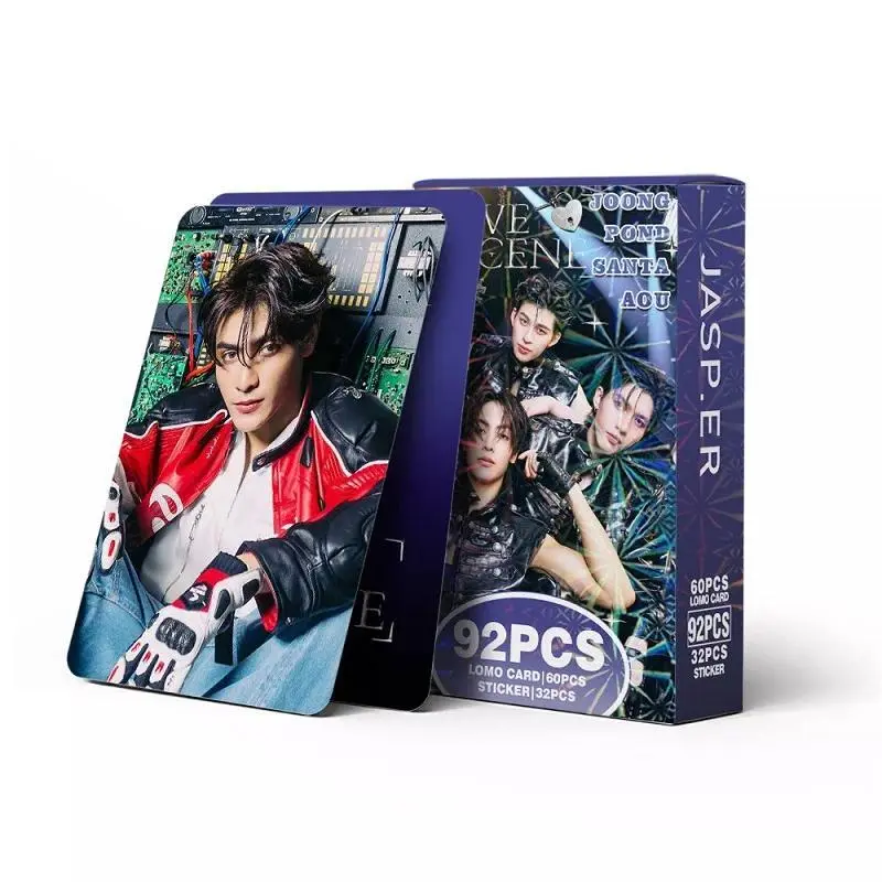  92PCS JASP.ER Love Scene Photocards Set 60 Lomo Cards + 32 Stickers Joong Pond Santa Aou Thai Idol Merch For Fans