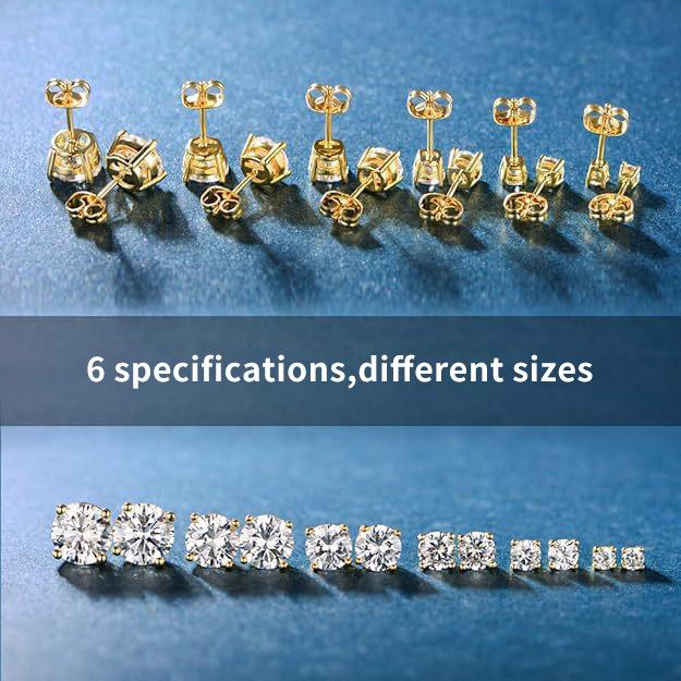 Elegant Gold Plated Cubic Zirconia Earrings With Free Jewelry Box Pack 6 Pairs for Men & Women Round & Princess Cut Unisex Fashion Jewelry Gift 4mm 6mm 8mm Sizes with Free Jewelry Box Moissanite Stud Hip Hop Zircon Clip
