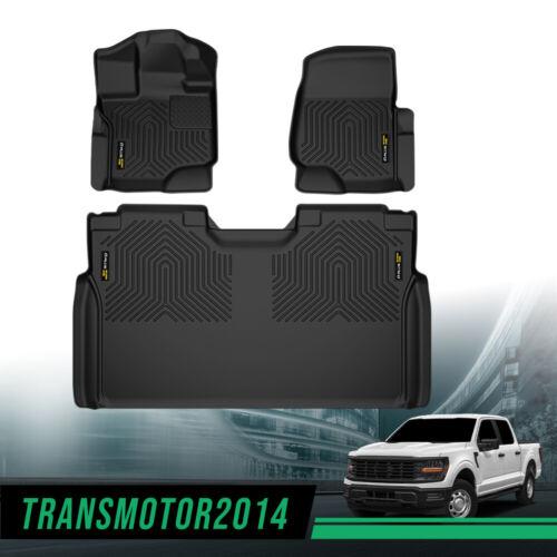 Fit For 2015-24 Ford F150 /F-150 Lightning Super Crew Cab TPE Floor Mats Liners,All-Weather Protection Waterproof & Easy Clean Rubber Liners