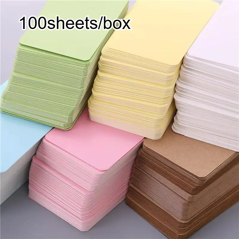 100 Sheets Per Box Kraft Paper Cards, Colorful Blank Business Card Notes Thank You Cards Writing Tags Bookmarks Study Cards, Office Stationery Bulk Thank You Cards, Thanks Card