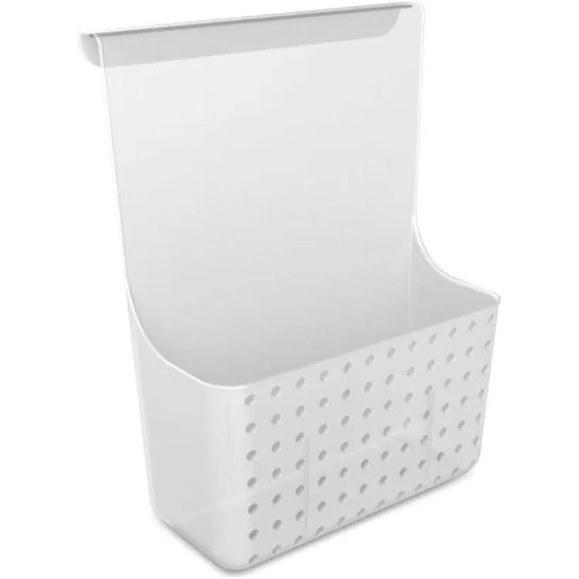 Over-Door Organizer, Storage for Aluminum Foil, Parchment Paper & Kitchen Wraps, Single Ventilated Bin with Soft-Grip Over-Door Hook, White
