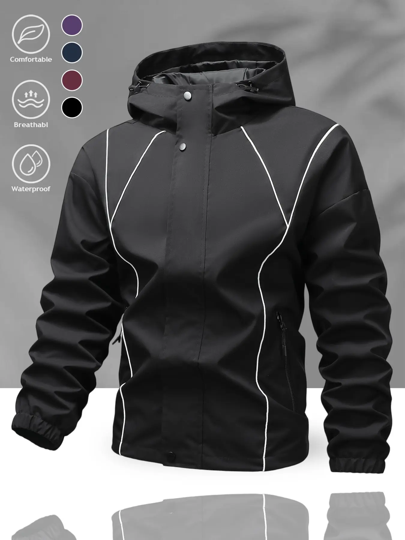 Men's Hooded Casual Zipper Jacket, Colorblock Design, Four-Season Wear, Stylish Outerwear for Everyday Use, Comfortable and Versatile