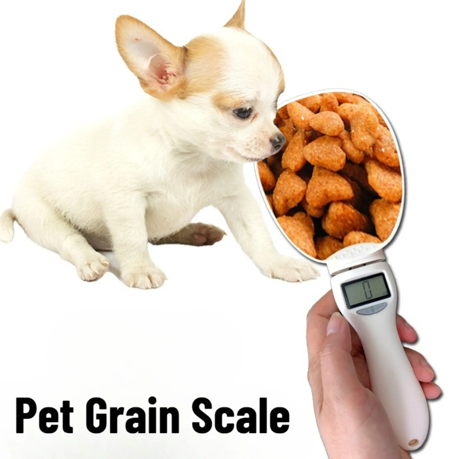 High Precision Digital Pet Food Scale Spoon – Electronic Gram & Ounce Measuring Scoop for Cat & Dog Nutrition, Portable LCD Kitchen Spoon Scale for Raw Diet, Kibble & Treats, Accurate Portion Control Tool