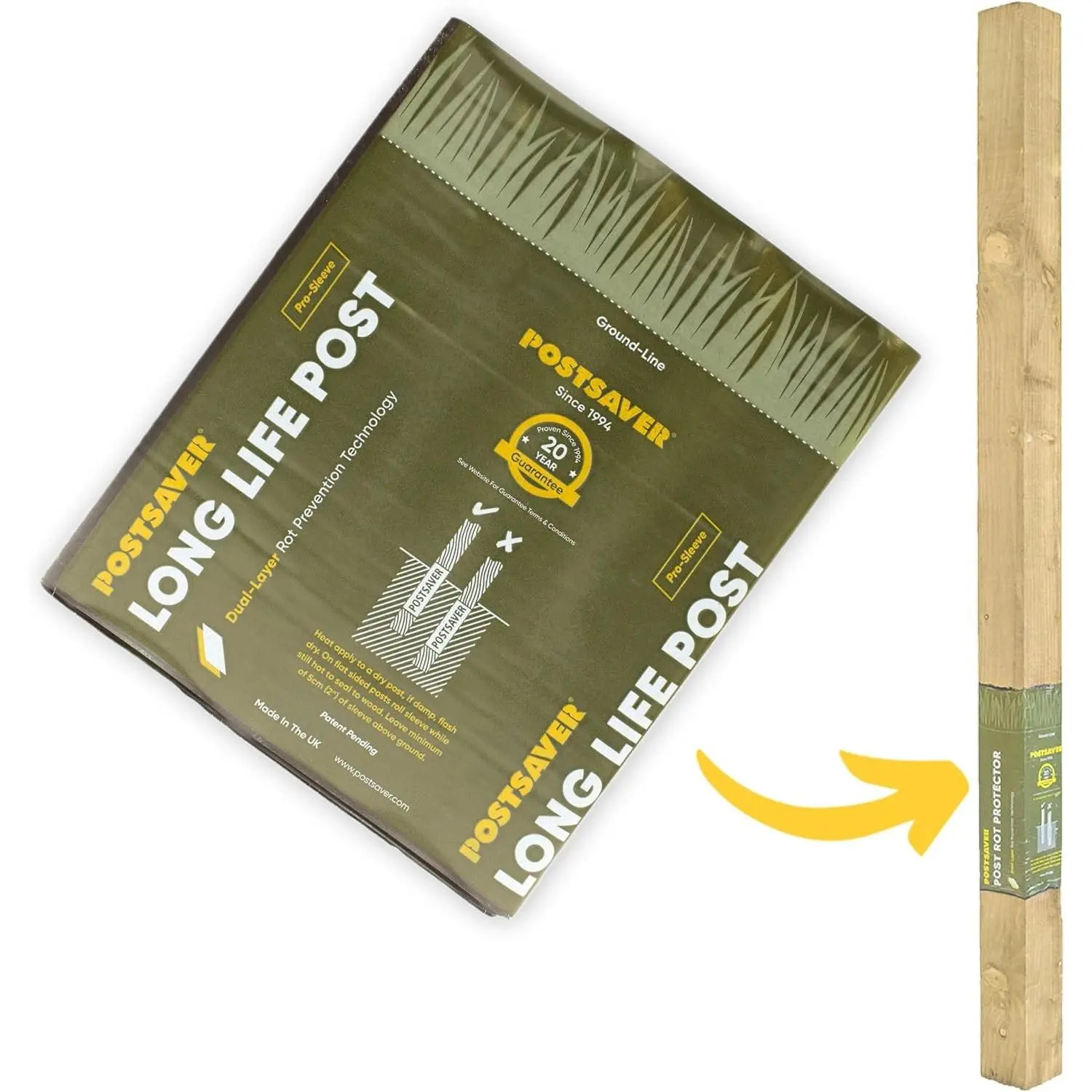 Pro-Wrap & Tack 16 ft Roll Cut to Size Dual-Layer Rot Protector Fence Post Protector 20-Year Post Guarantee Wood Protection Fits Any Size Post