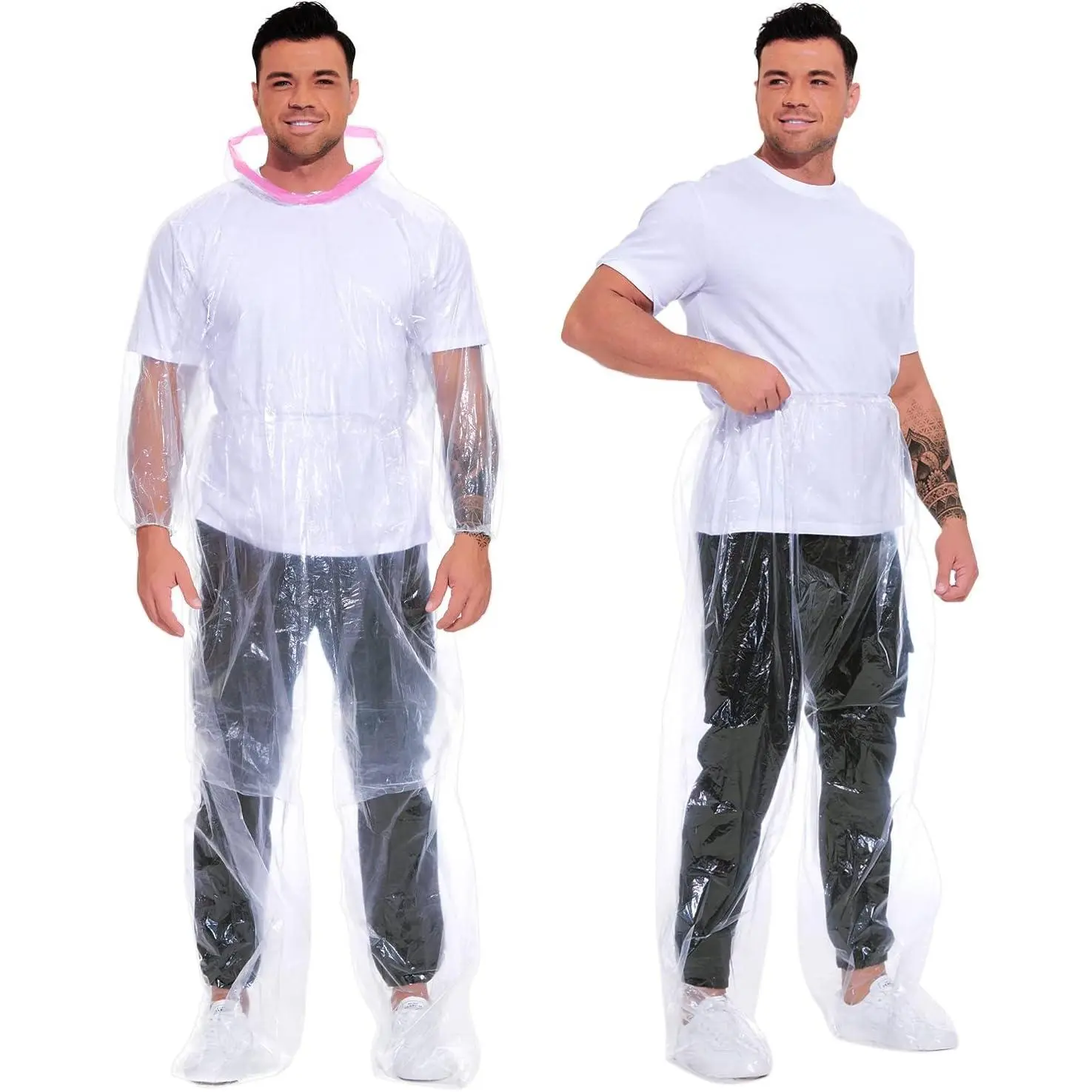 2-Pack Plus-Size Rain Suit for Adults, Eco-Friendly Disposable Poncho with Pants Set, Extra Thick Waterproof Gear with Hood for Travel & Hiking