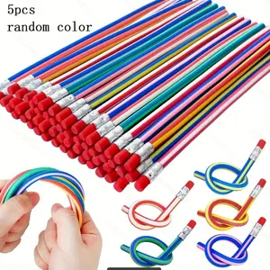 Flexible Bendable Pencil with Eraser, Soft Rubber Magic Bending Pencil, Novelty Party Gift, Random Colors, 5/15/20pcs