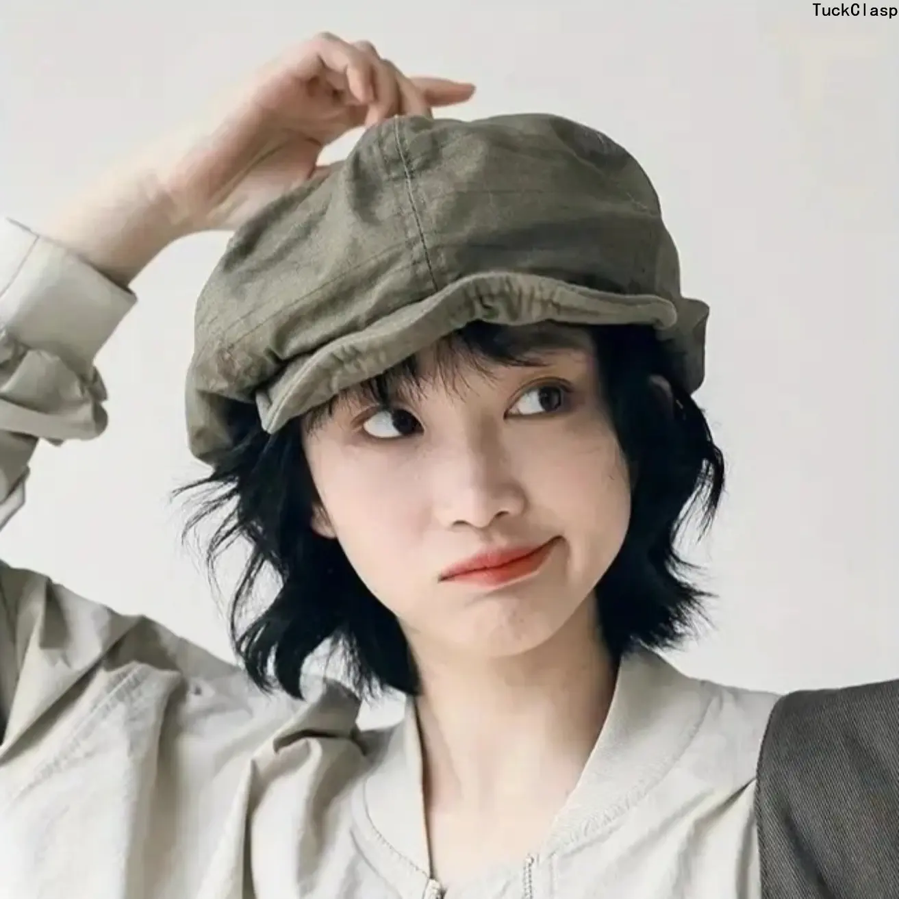 Japanese-Style Oversized Collar Painter Beret for Women, Face-Framing Octagonal Art Hat, Simple Versatile Retro Beret with Stretchable Fit, Stylish Painter-Style Headwear for Casual Outfits, Streetwear & Everyday Wear, Dry Clean Only