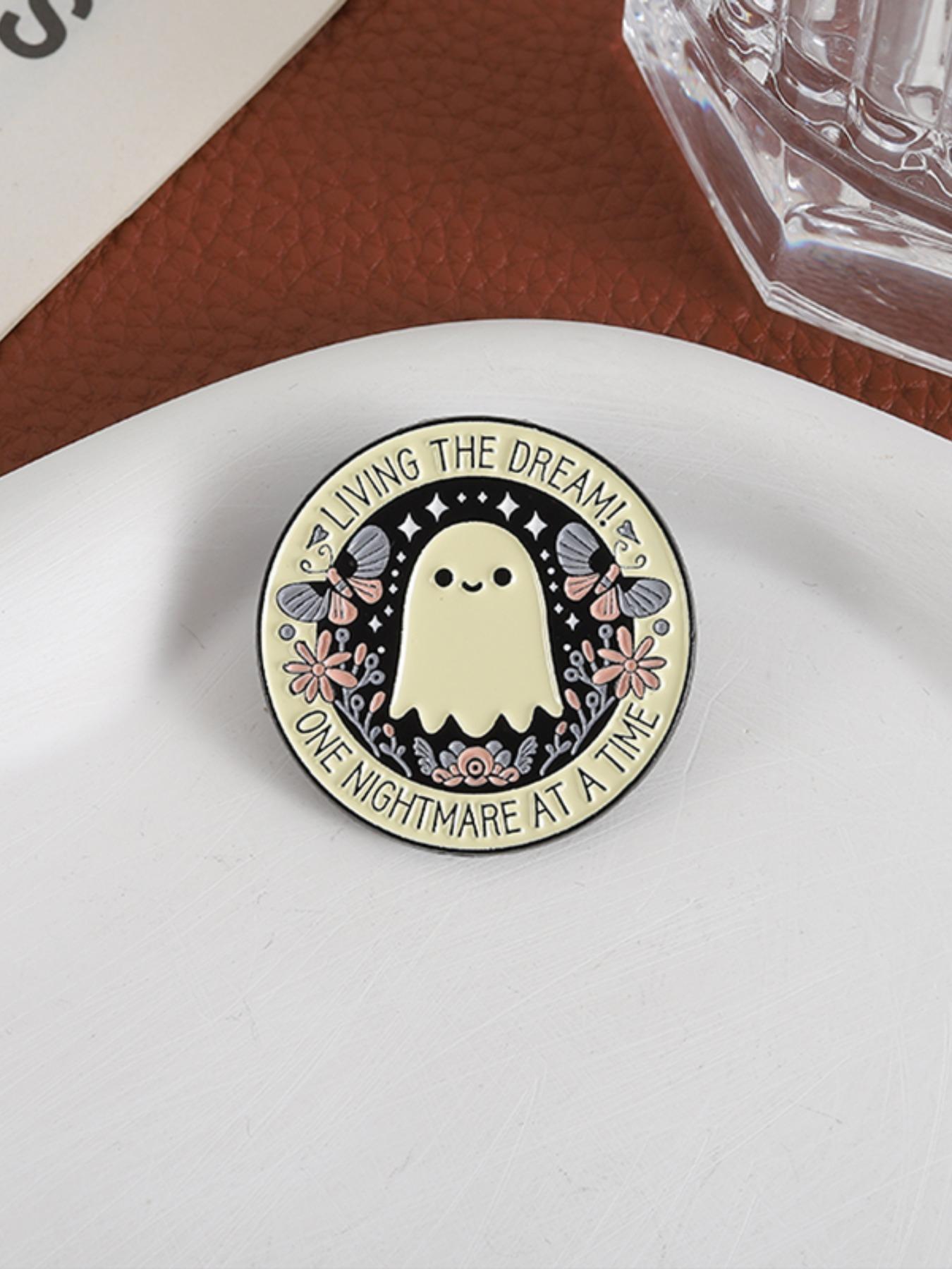 Cute Ghost Design Brooch, Fashion Brooch for Women & Men, Enamel Pin Suitable for Backpacks, Jeans, Scarves, Hats Decoration, Casual Alloy Accessories for Daily Wear, Flower Brooch Pin