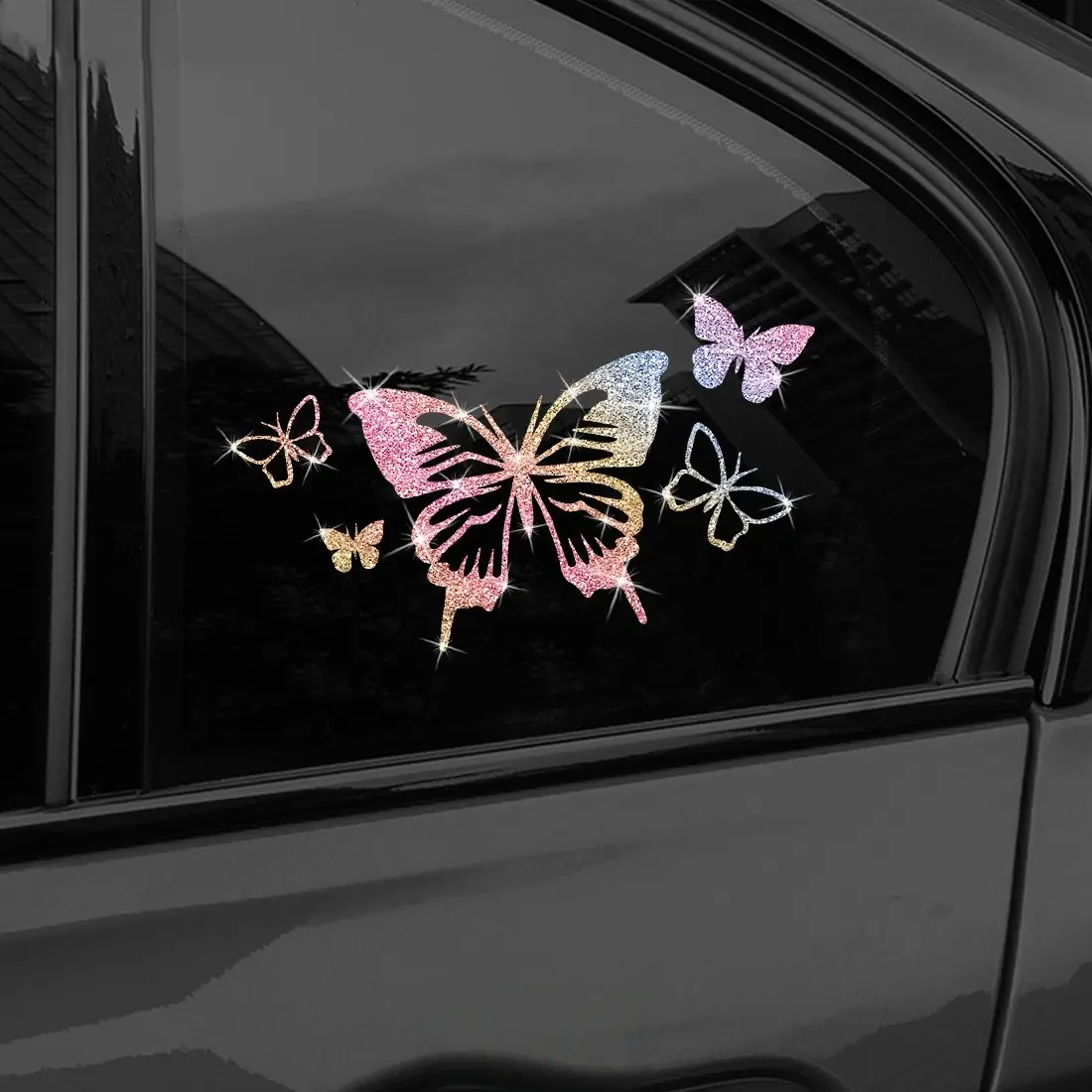 Cute Shiny Butterfly Car Sticker, Waterproof Removable Vinyl Decal, Fashionable Female Car Window Motorcycle Exterior Decoration