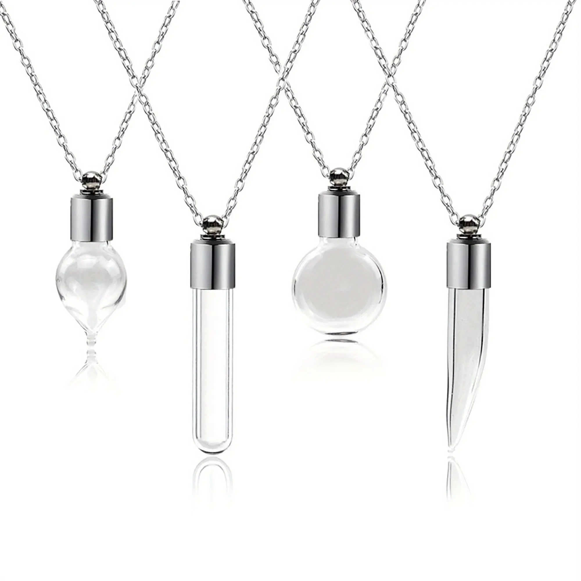Glass Perfume Vial Pendant Wishing Bottle Clear Charm Glass Bottle Necklace Jewelry Gifts Glass Bottle Necklace TransparentGlass