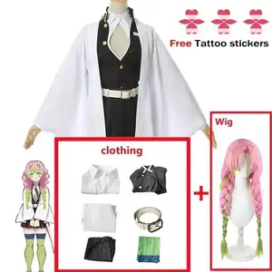 Adult Children Anime Kanroji Mitsuri Cosplay Costume Kimono Haori Dress Wig Clothes Halloween Costume for Adult Children