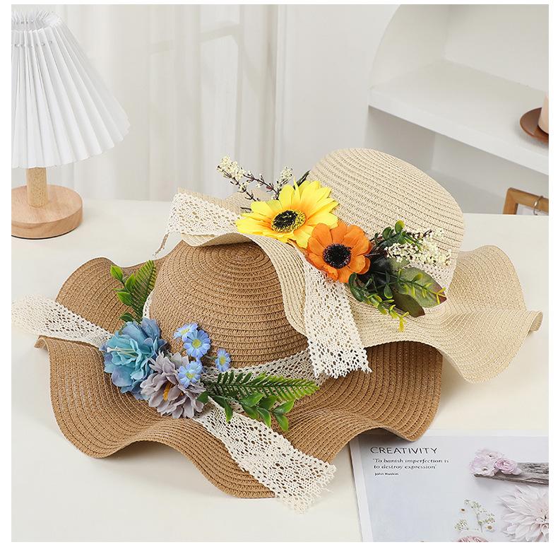 Summer sun hat, wide-brimmed straw hat, handmade, natural materials, DIY material kit