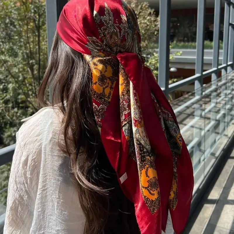 1pc Classic Satin Square Scarf for Women, Multi-Purpose Head Wrap, Bandana, Neck Scarf, Fashion Neck Shawl or Handbag Accessory