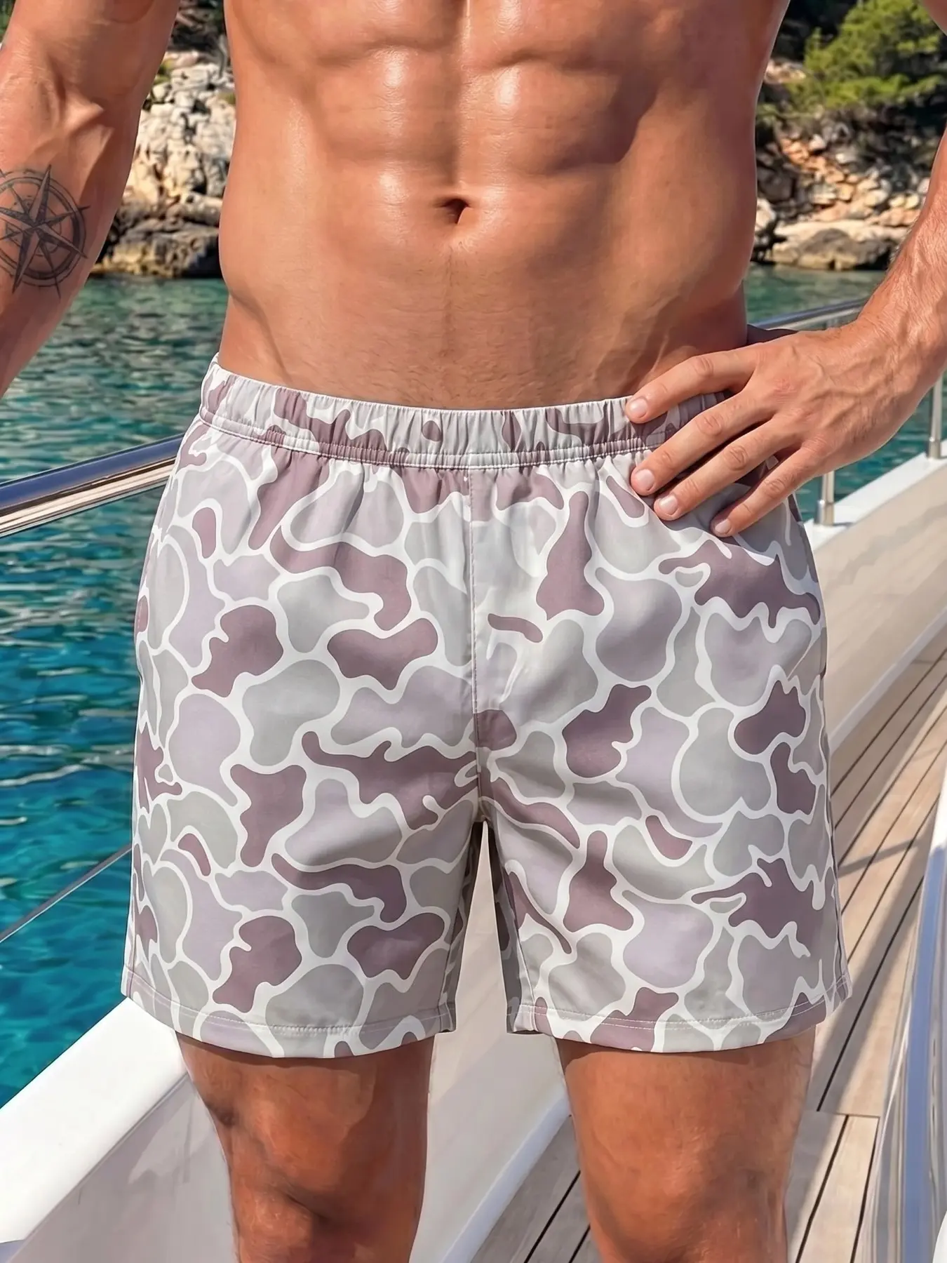 Men's Summer Beach Swim Trunks Camouflage Print Loose Fit Elastic Waist Quick Dry Breathable Casual Vacation Daily Wear All-Match Swim Shorts for Men #springsaledeals2026 #summeroutfits #menfashion #tiktokshopmademebuyit