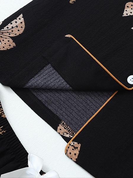 Women's All Over Print Top & Shorts & Pants & Accessories Pyjama Set, Casual Comfy Pj Set, Ladies Sleepwear for All Seasons Pajamas