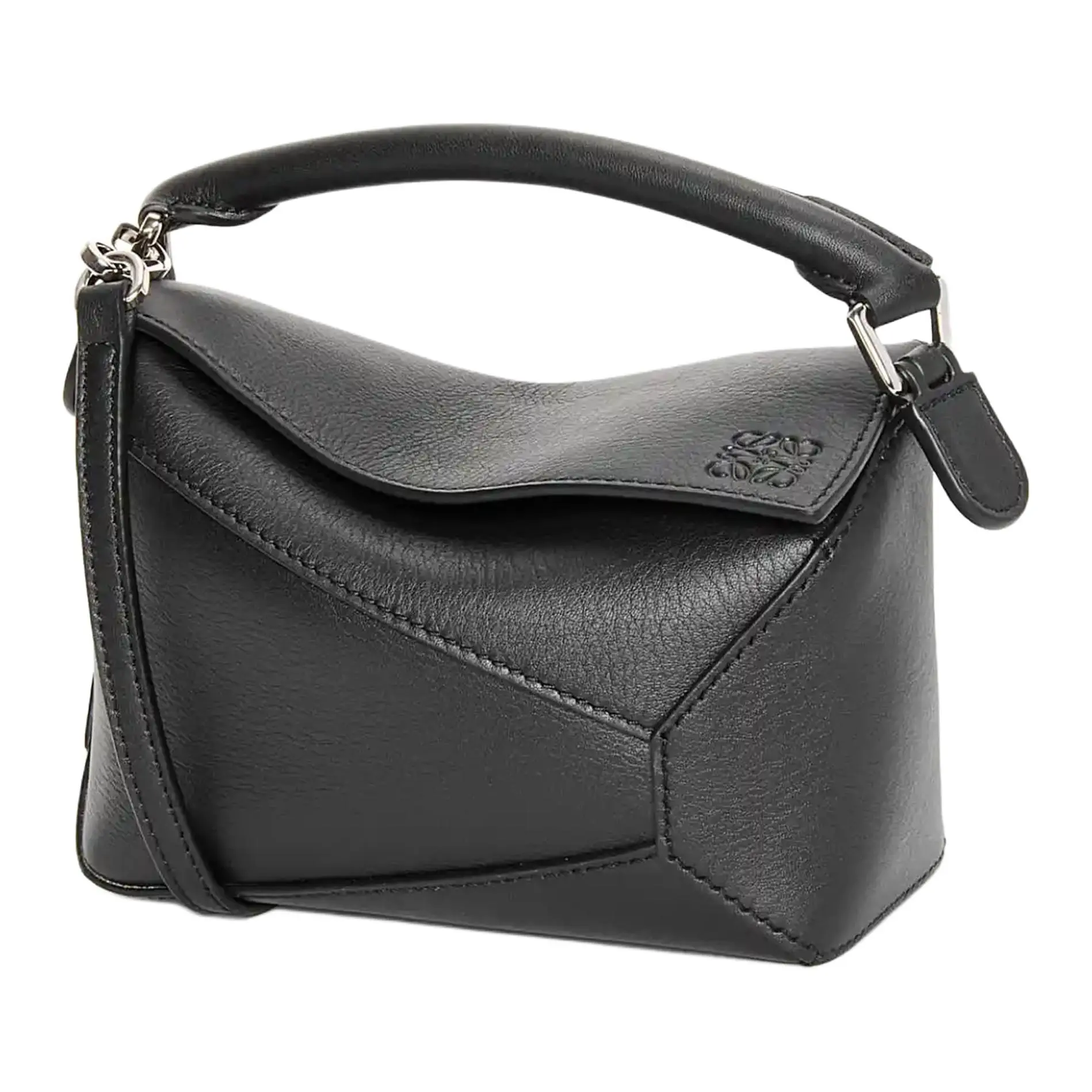 Loewe Puzzle Mini Handbag for Women – Detachable Adjustable Leather Strap, Black