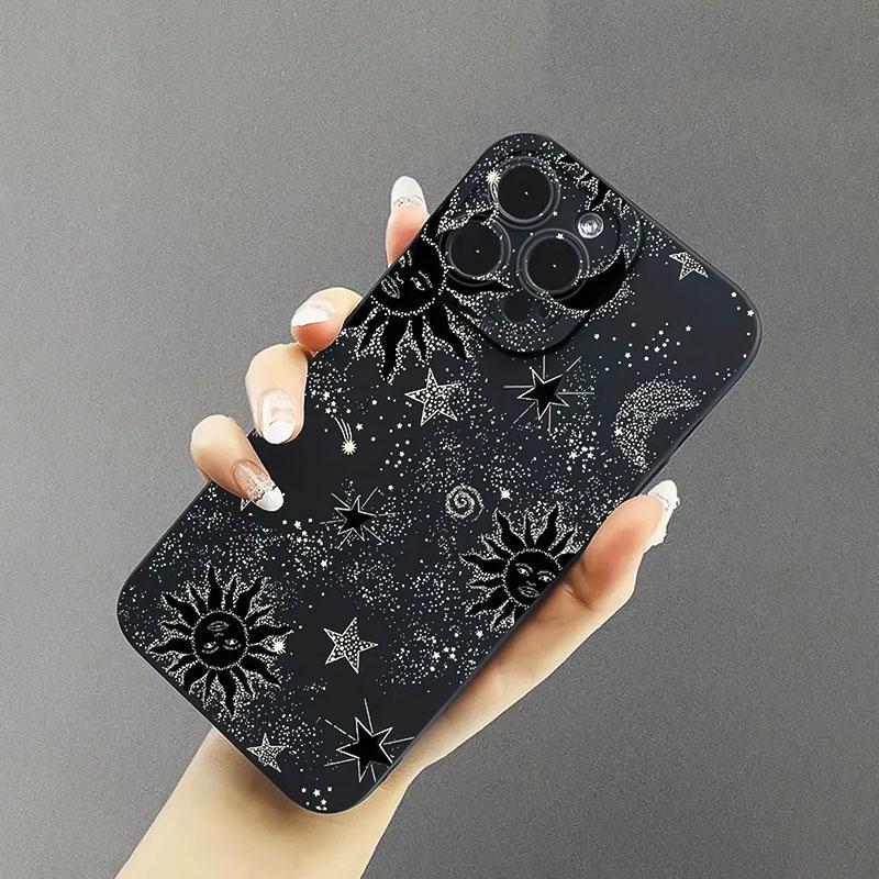 Star & Moon Pattern Phone Case, Decorative Phone Protector Cover with Protection, Phone Accessories Compatible with iPhone