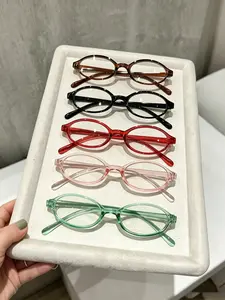 5 Pairs Macaron Transparent Oval Plain Glasses, Retro Jelly Color Frame, No Prescription, Perfect for Long Face, Millennial Style, Versatile Fashion Accessory
