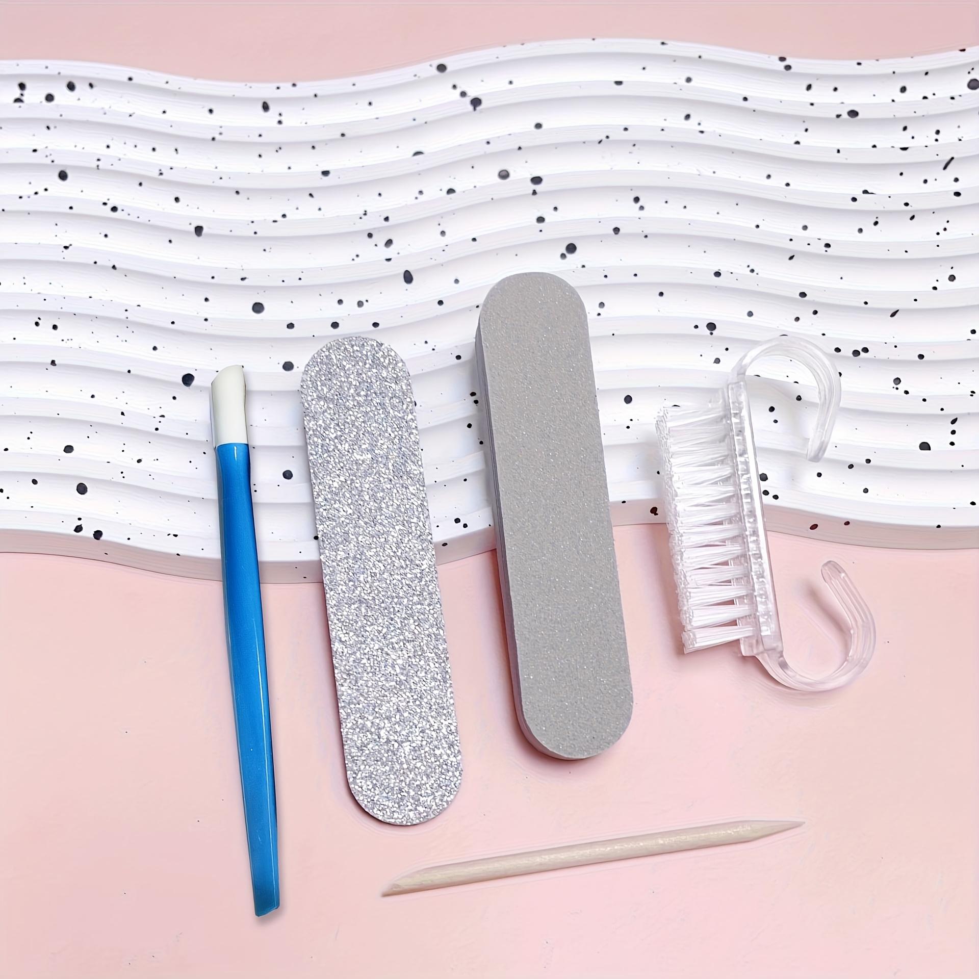 [Manicure Pedicure Set] 5pcs Per Pack, Manicure And Pedicure Set, Mini Nail File And Orange Nail Stick Set, Double-Sided Disposable Nail File, Wooden Cuticle Pusher, Nail Cleaning Tools, Nail Stick, Nail Art Brush