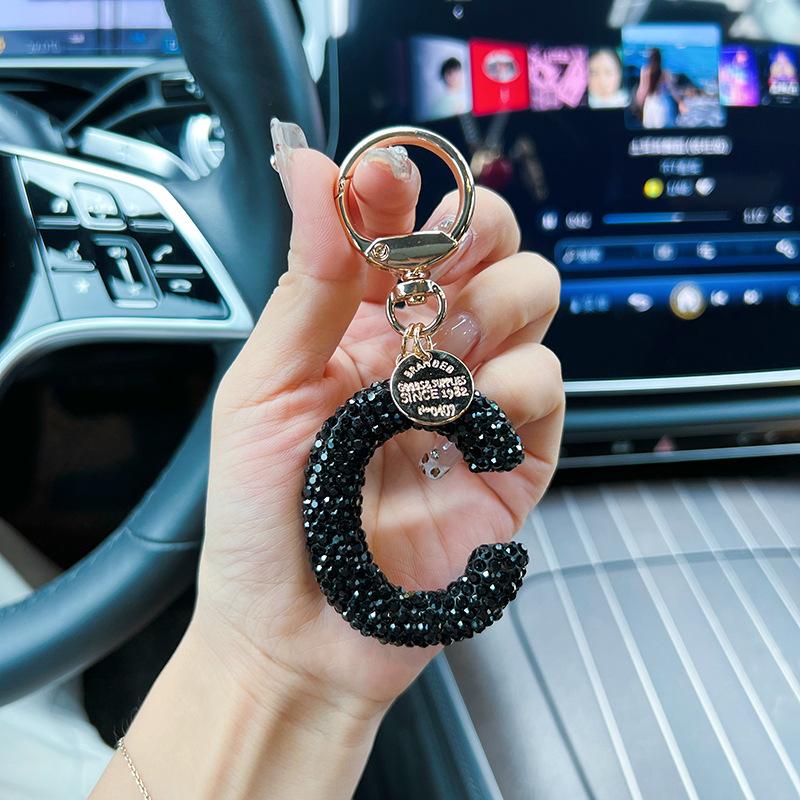 Creative Rhinestone Car Keychain, Aesthetic Bag Pendant Bag Charm, Fashionable Letter Key Ring, Elegant Bag Charm Accessory, Perfect Holiday Accessory for Men & Women Creative Rhinestone Car Keychain, Aesthetic Bag Pendant Bag Charm, Fashionable Letter Key Ring, Elegant Bag Charm Accessory, Perfect Holiday Accessory for Men & Women