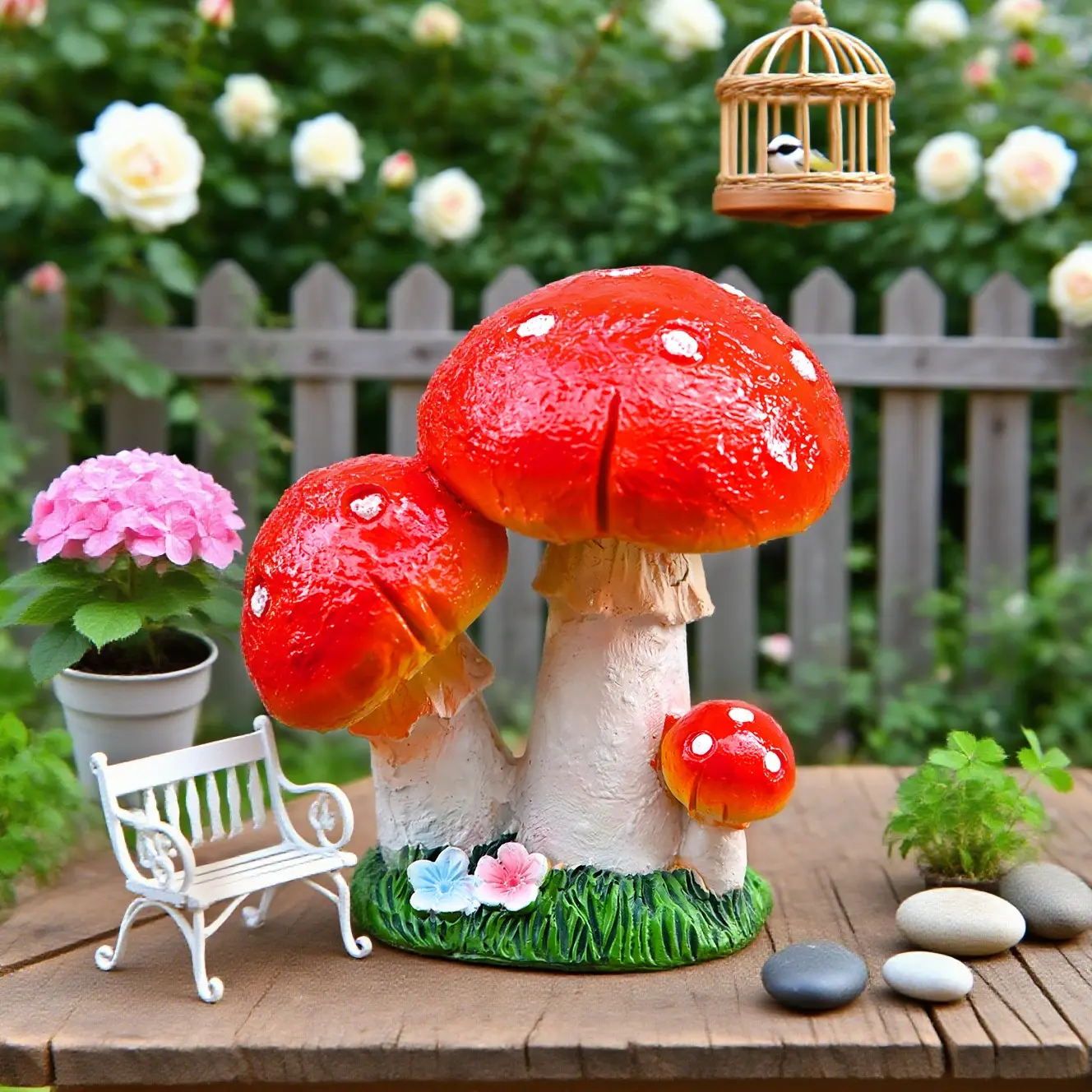 Fairy Mushroom Micro Landscape Set, Handmade Decorative Resin Mushrooms, Soft Colors, Ideal for Terrariums, Moss Gardens, Indoor Plant Decor