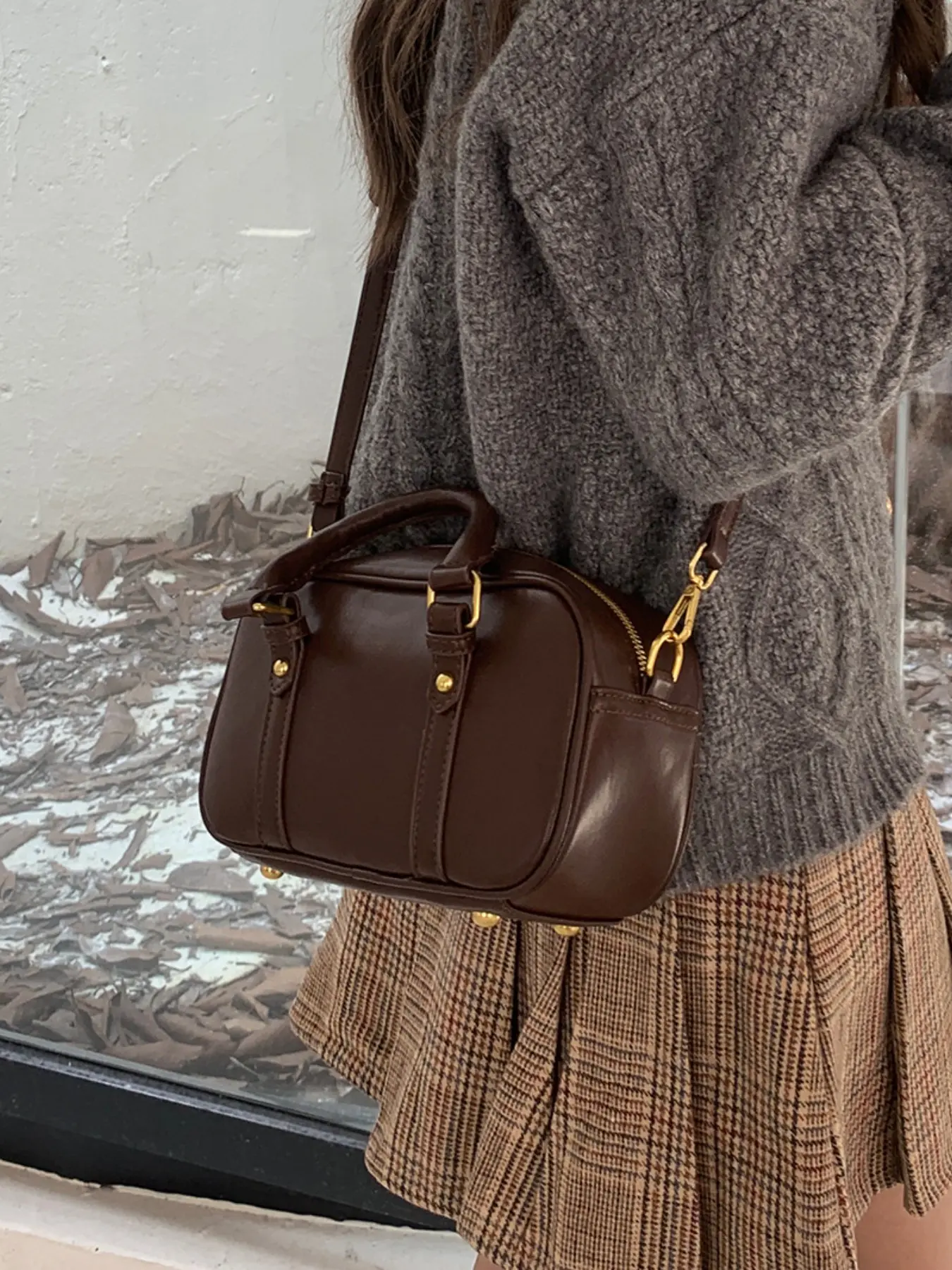 Meleand Vintage Commuter Bag Bowling Bag Women's Handbag Shoulder Crossbody Bag, New 2026 Model, Stylish and Functional