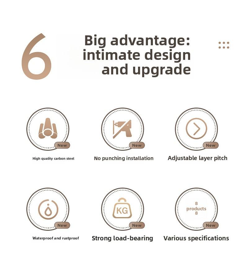 Household goods kitchen multi-functional 7-layer shelves, 304 carbon steel material, rust-proof, load-bearing strong shelves