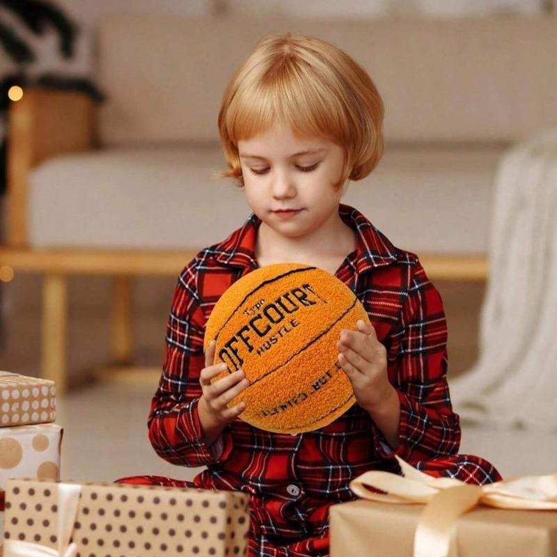 OFFCOURT Basketball Plush Pillow, 3 Colors Soft Fluffy Stuffed Ball Toy, Cute Room Decor Gift for Sports Lovers & Kids