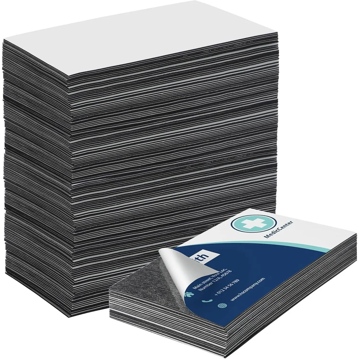 50 Pack Business Card  Peel and Stick, Self Sticky Name Card | 2x3.5 Flexible Self Adhesive Business Cards with  Backing, for Custom Business Cards, Contact Cards, Client Cards