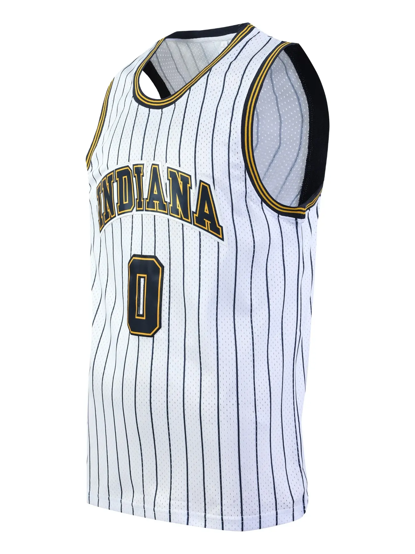 Men's 0 White Basketball Jersey Embroidered Sports Top, Athletic Top, Casual Long Fitted H-Type Backless Vest, Comfortable Unlined Design